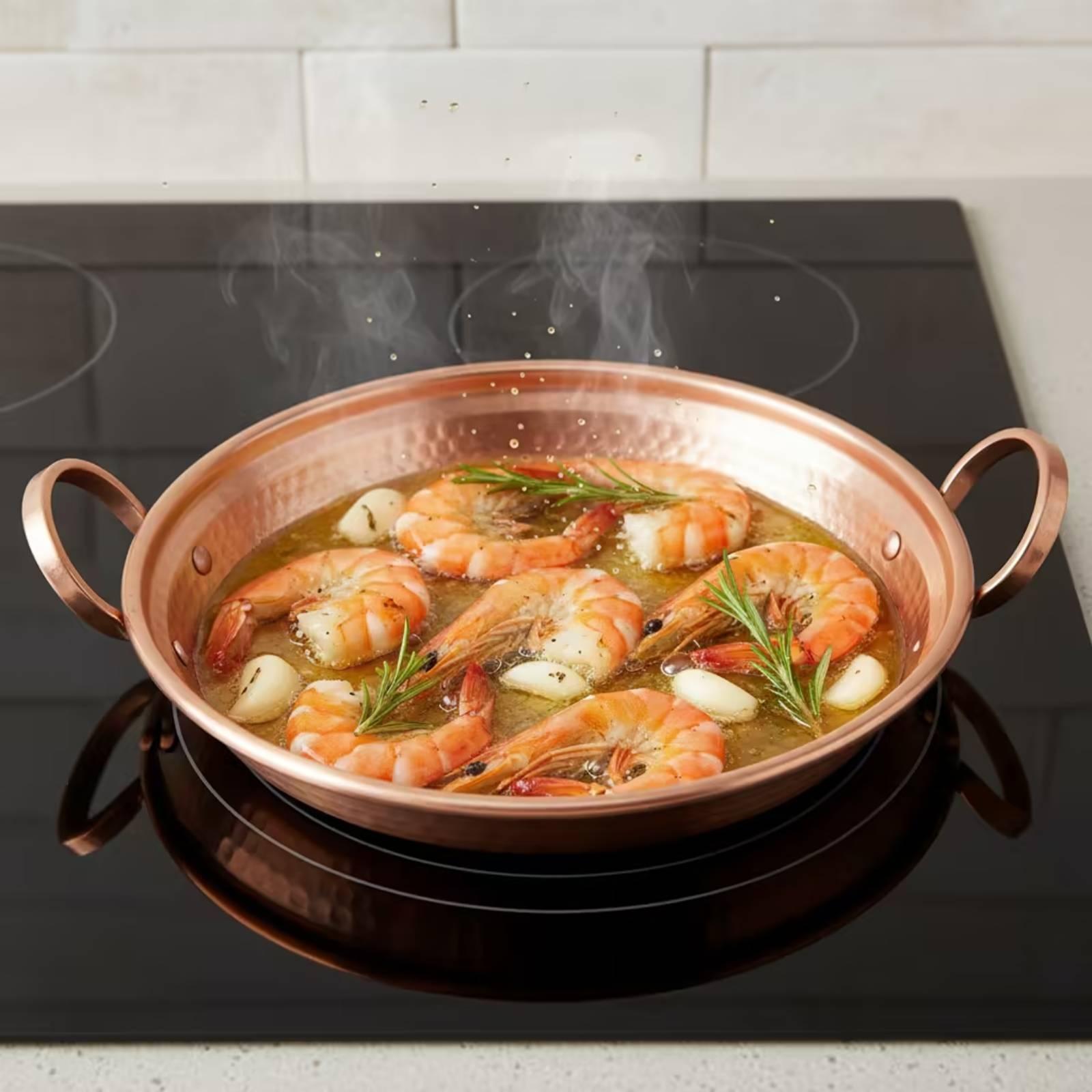 Home Cooking Host - مقلاة نحاسية بمقبضين مع مقابض حلقية،